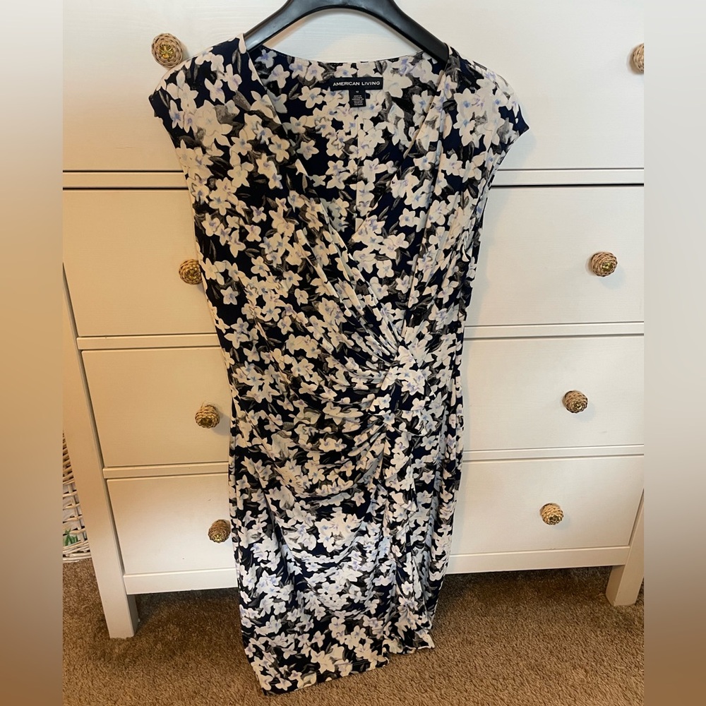 American Living Floral Stretch Vneck Midi Dress